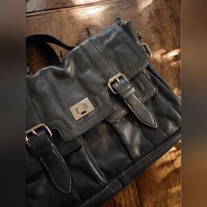 Audrey Brooke Chic Soft Black Leather Shoulder Bag